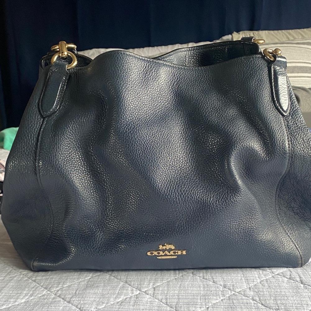 Coach navy blue Leather Shoulder Bag